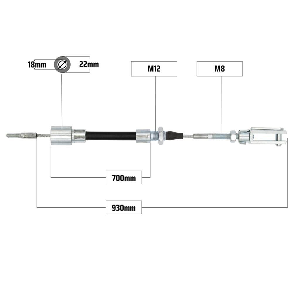 NB PARTS Bremsseil 700/930mm Glocke Ø19/22mm NB PARTS Bremsseil 700/930mm Glocke Ø19/22mm