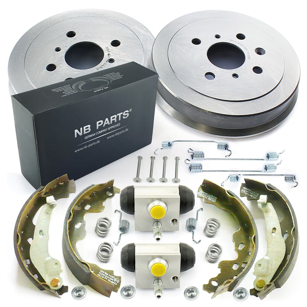 NB PARTS Tambours de frein + mâchoires de frein + cylindres de frein de roue + kit d'accessoires arrière NB PARTS Tambours de frein + mâchoires de frein + cylindres de frein de roue + kit d'accessoires arrière