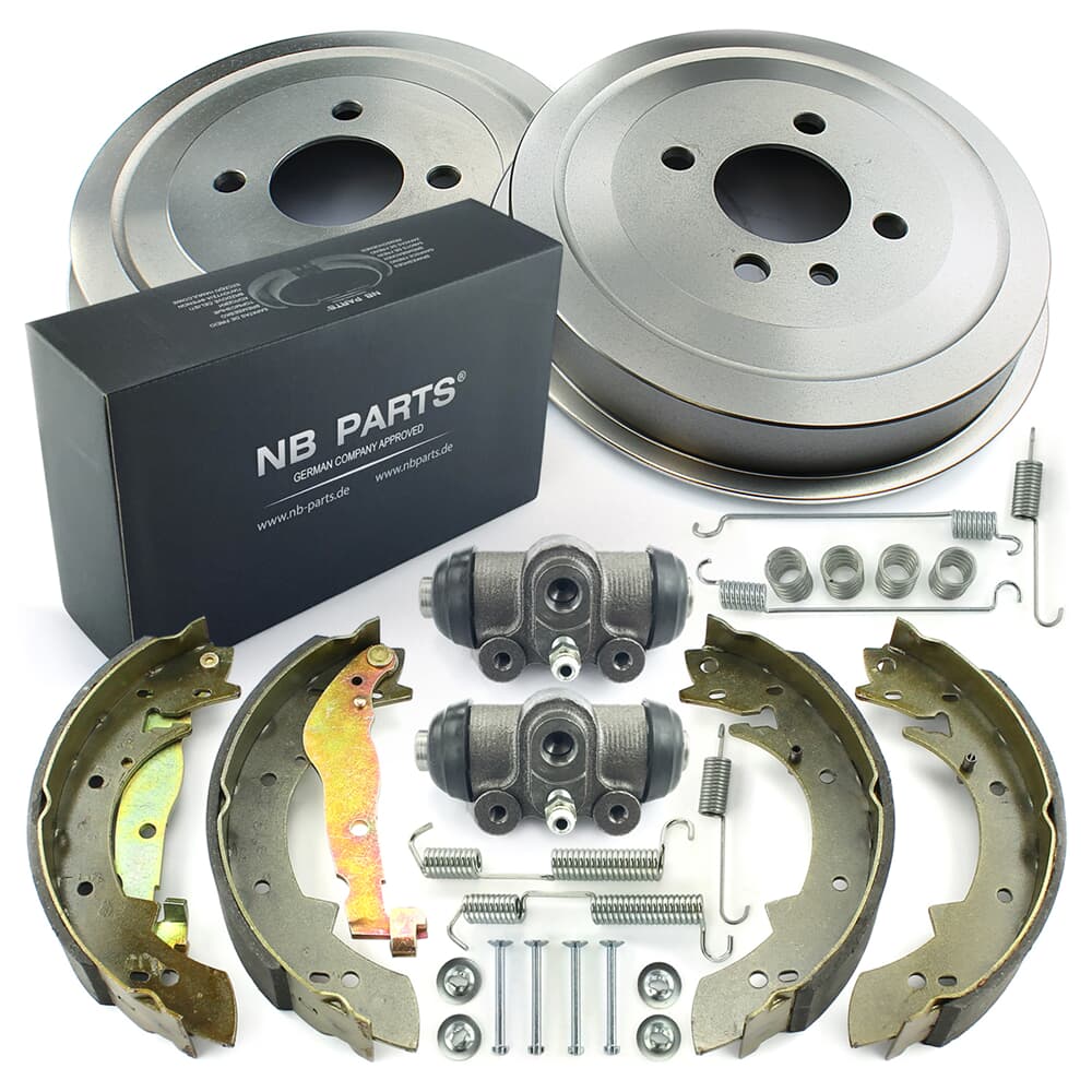 NB PARTS Bremstrommeln + Bremsbacken + Radbremszylinder + Zubehörsatz hinten NB PARTS Bremstrommeln + Bremsbacken + Radbremszylinder + Zubehörsatz hinten