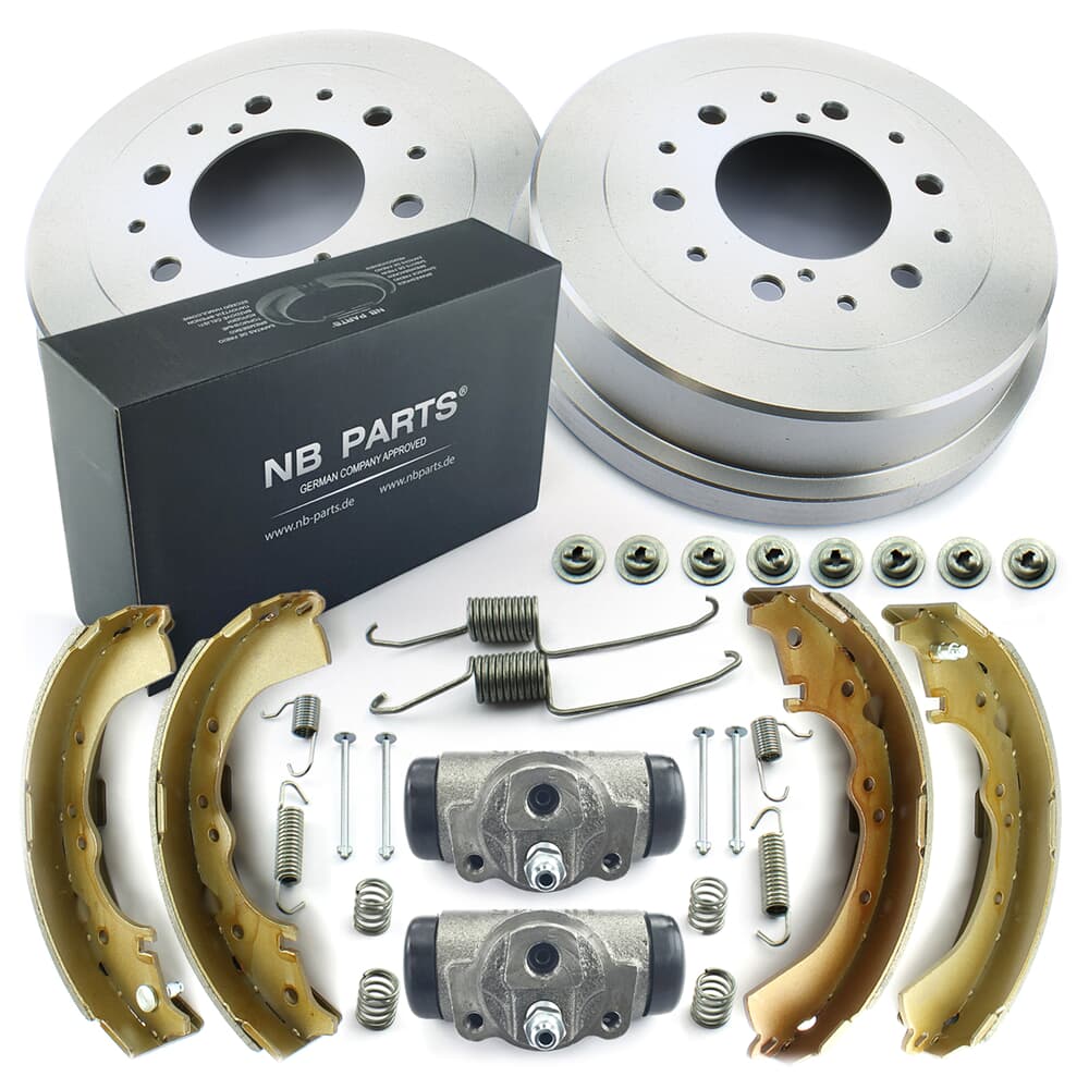 NB PARTS BROMSAR Bromstrummor + bromsskor + hjulbromscylinder + bakre tillbehörssats NB PARTS BROMSAR Bromstrummor + bromsskor + hjulbromscylinder + bakre tillbehörssats