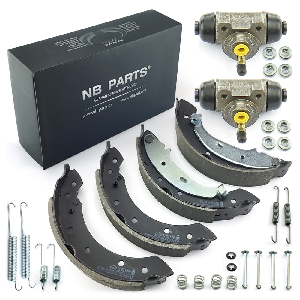NB PARTS Bremsbacken + Radbremszylinder + Zubehörsatz vorne radseitig NB PARTS Bremsbacken + Radbremszylinder + Zubehörsatz vorne radseitig