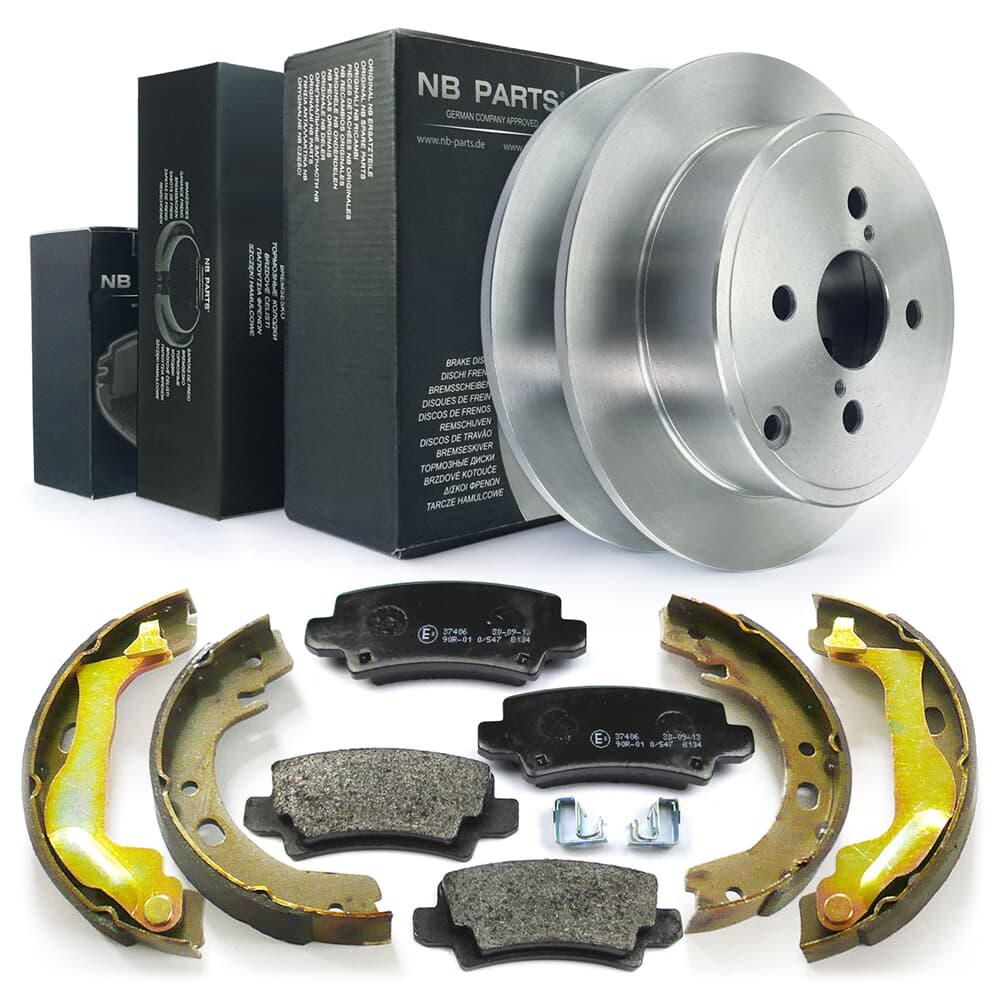 NB PARTS Discos de freno + pastillas de freno + zapatas de freno lado rueda NB PARTS Discos de freno + pastillas de freno + zapatas de freno lado rueda