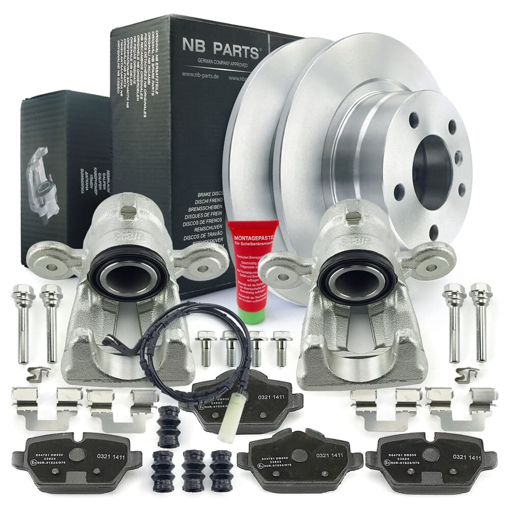 NB PARTS Discos de freno + pastillas de freno + pinzas de freno + contacto de aviso trasero NB PARTS Discos de freno + pastillas de freno + pinzas de freno + contacto de aviso trasero