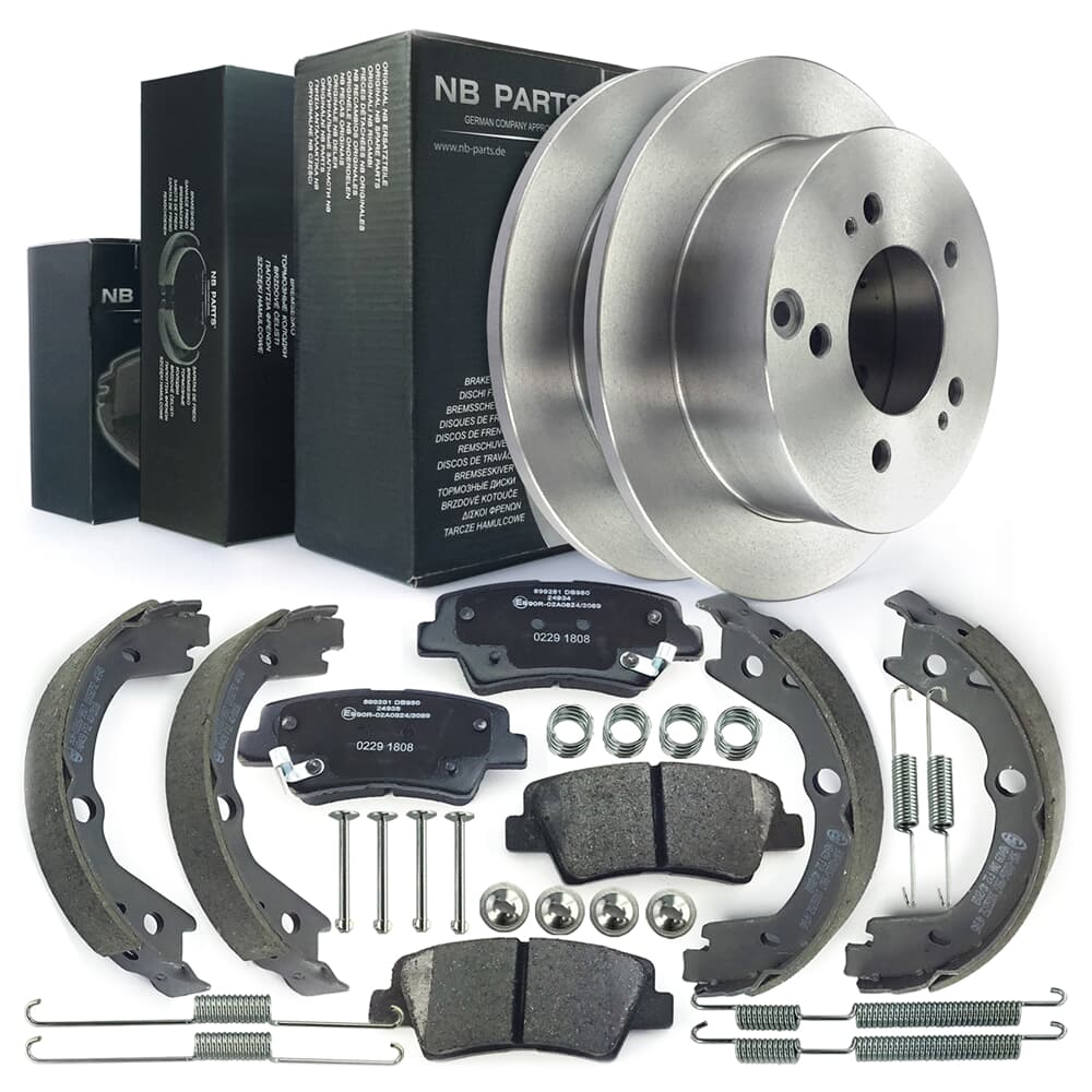 NB PARTS Discos de freno + pastillas de freno + zapatas de freno + kit de accesorios lado rueda NB PARTS Discos de freno + pastillas de freno + zapatas de freno + kit de accesorios lado rueda