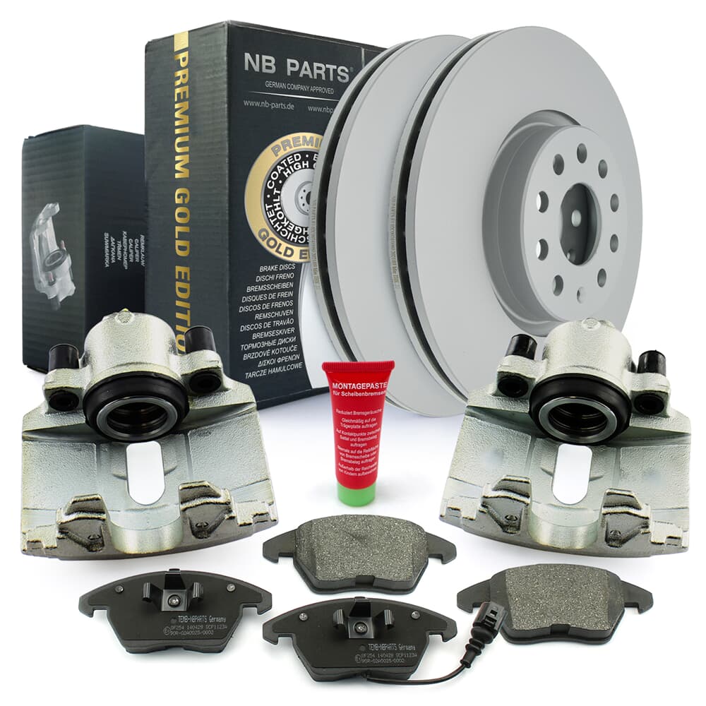 NB PARTS bremseskiver + bremseklodser + bremsekallipers Premium Gold Edition Front NB PARTS bremseskiver + bremseklodser + bremsekallipers Premium Gold Edition Front