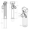 Gamba di supporto per NB PARTS 1300 kg 60x415mm Scate 240mm quadrata girevole con perno di bloccaggio con catena