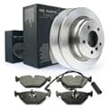 NB PARTS brake discs + brake pads + rear warning contact