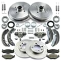 NB PARTS discos de travão + pastilhas de travão + tambores de travão + maxilas de travão + cilindros de travão de roda + conjunto de acessórios + 2x conjunto de rolamentos de roda dianteiros + traseiros