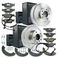 NB PARTS Bremsscheiben + Bremsbeläge + Warnkontakte + Bremsbacken vorne + hinten