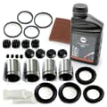 FRENKIT 2x Reparatursatz Bremssattel + Bremsflüssigkeit + Schleifvlies vorne