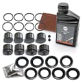FRENKIT 2x Reparatursatz Bremssattel + Bremsflüssigkeit + Schleifvlies vorne