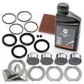 FRENKIT 2x Reparatursatz Bremssattel + Bremsflüssigkeit + Schleifvlies vorne