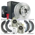 NB PARTS brake discs + brake callipers + brake shoes + rear accessory kit