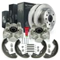 NB PARTS Bremsscheiben + Bremssättel + Bremsbacken + Zubehörsatz radseitig