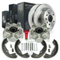 NB PARTS Bremsscheiben + Bremssättel + Bremsbacken + Zubehörsatz radseitig