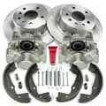NB PARTS Bremsscheiben + Bremssättel + Bremsbacken + Zubehörsatz radseitig