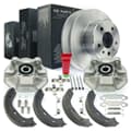 NB PARTS Bremsscheiben + Bremssättel + Bremsbacken + Zubehörsatz radseitig