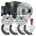 NB PARTS Bremsscheiben + Bremssättel + Bremsbacken + Zubehörsatz radseitig