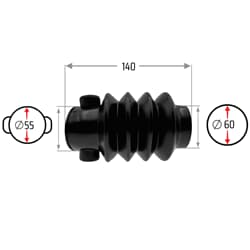 NB PARTS Faltenbalg 4 Falten 55/60mm 140mm passend für SCHLEGL SF10 - SF20 / SFV14 - SFV30