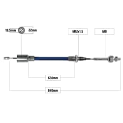 NB PARTS Bremsseil 840/630mm Glocke Ø18,5x22,0mm + M8 passend für KNOTT