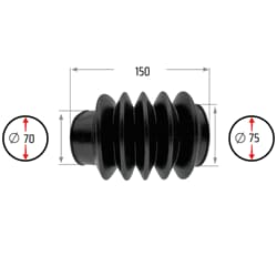 NB PARTS Faltenbalg 5 Falten 70/75mm 150mm passend für KNOTT KFG / KRV / KR