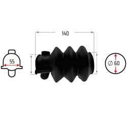 NB PARTS Faltenbalg 3 Falten 55/62mm 140mm passend für KNOTT KF/KFL/KRV/KR/KV7,5-20