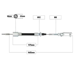 NB PARTS Bremsseil 1175/1405mm Glocke Ø19/22mm