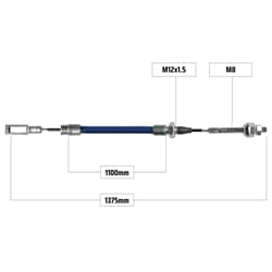 NB PARTS Bremsseil 1375/1100mm Vierkant Öse 18,5x22mm + M8 passend für KNOTT