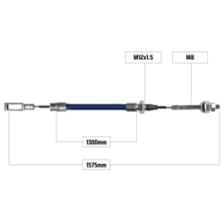 NB PARTS Bremsseil 1575/1300mm Vierkant Öse 18,5x22mm + M8 passend für KNOTT