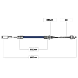 NB PARTS Bremsseil 1900/1600mm Vierkant Öse 15x7mm + M8