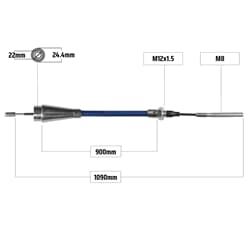 NB PARTS Bremsseil 1090/900mm Trichter Ø25/22mm + M12/M8 passend für WAP / HUMBAUR