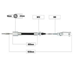 NB PARTS Bremsseil 800/1030mm Glocke Ø19/22mm