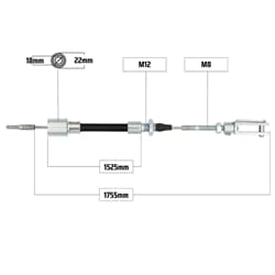 NB PARTS Bremsseil 1525/1755mm Glocke Ø19/22mm