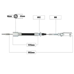 NB PARTS Bremsseil 1725/1955mm Glocke Ø19/22mm