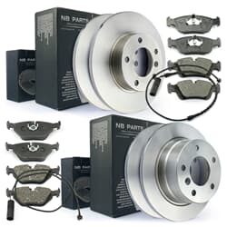 NB PARTS Bremsscheiben + Bremsbeläge + Warnkontakte vorne + hinten