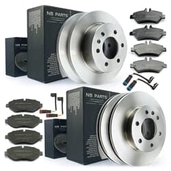 NB PARTS Bremsscheiben + Bremsbeläge + Warnkontakte vorne + hinten