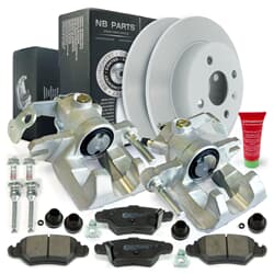 NB PARTS Bremsscheiben + Bremsbeläge + Bremssättel hinten
