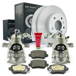 NB PARTS Bremsscheiben + Bremsbeläge + Bremssättel hinten