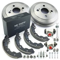 NB PARTS Bremsetromler + bremsesko + hjulbremsesylinder + tilbehørssett bak