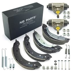 NB PARTS Ganasce freno + cilindro freno ruota + kit accessori lato ruota anteriore