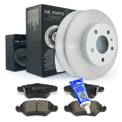 NB PARTS Bremsscheiben + Bremsbeläge + Plastilube hinten