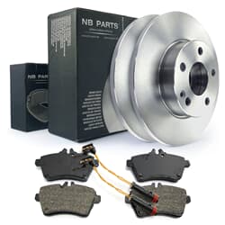 NB PARTS Bremsscheiben + Bremsbeläge + Warnkontakte vorne
