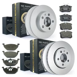 NB PARTS Disques de frein + Tampons de frein Premium Gold Edition Front + arrière