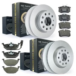 NB PARTS Disques de frein + Tampons de frein Premium Gold Edition Front + arrière