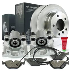 NB PARTS Disques de frein + plaquettes de frein + étriers de frein + contact avertisseur arrière