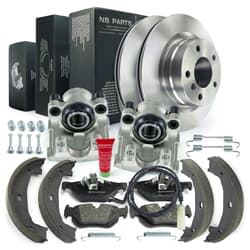 NB PARTS Féktárcsák + fékbetétek + féknyergek + fékpofák + figyelmezteto érintkezo + tartozékkészlet kerék oldalsó része