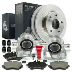 NB PARTS Dischi freno + pastiglie freno + pinze freno + contatto di avvertimento anteriore