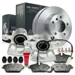 NB PARTS Bremsscheiben + Bremsbeläge + Bremssättel + Warnkontakt vorne