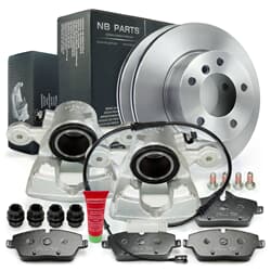 NB PARTS Dischi freno + pastiglie freno + pinze freno + contatto di avvertimento anteriore