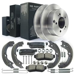 NB PARTS Dischi freno + pastiglie + ganasce + kit accessori lato ruota